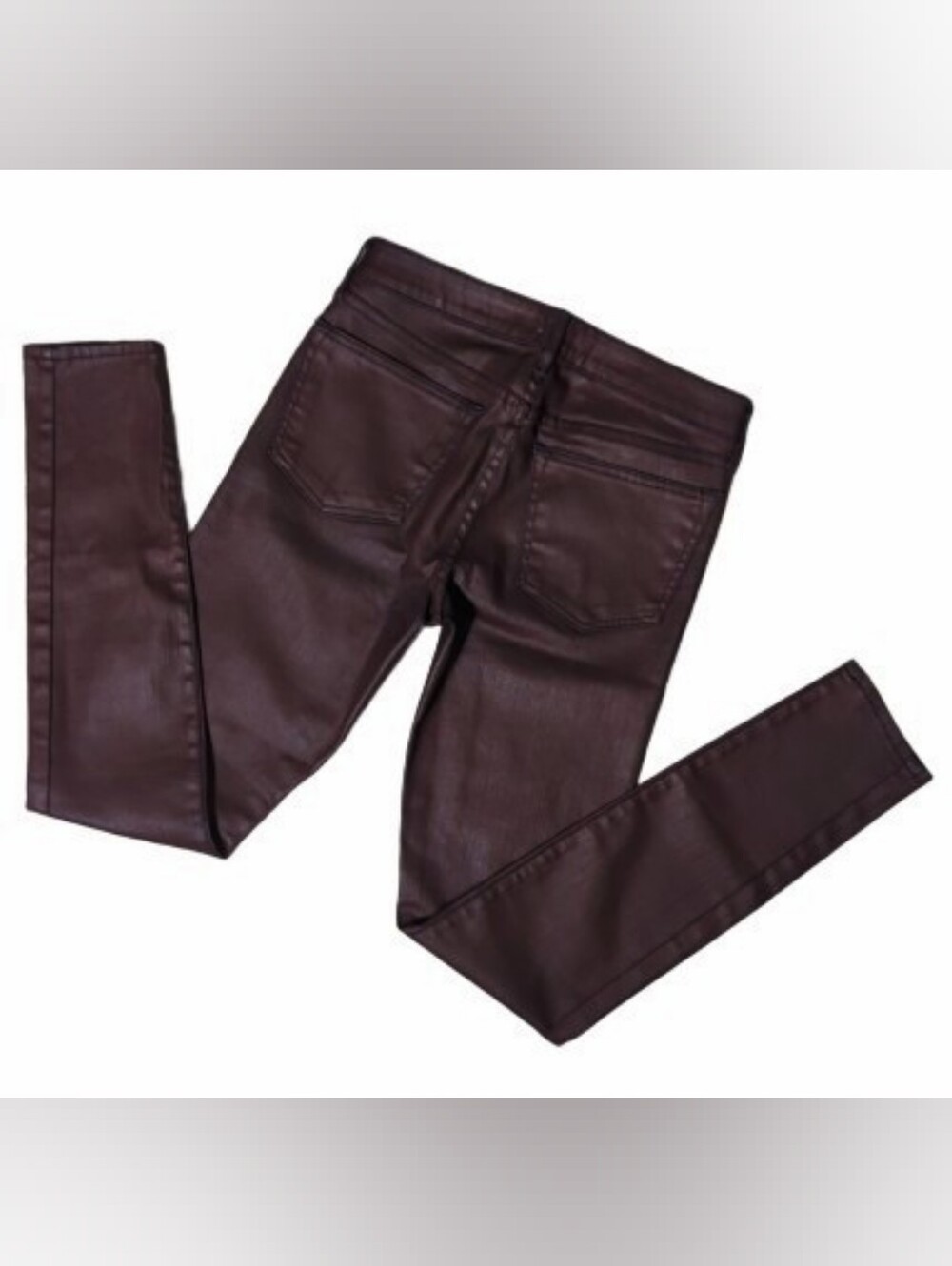 Cache Coated Skinny Jeans Deep Burgundy Faux Leather Look Size 4